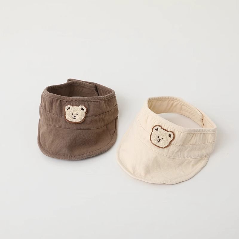 婴儿遮阳帽夏季纯棉透气空顶帽男女宝宝可爱小熊超萌防晒帽小月龄