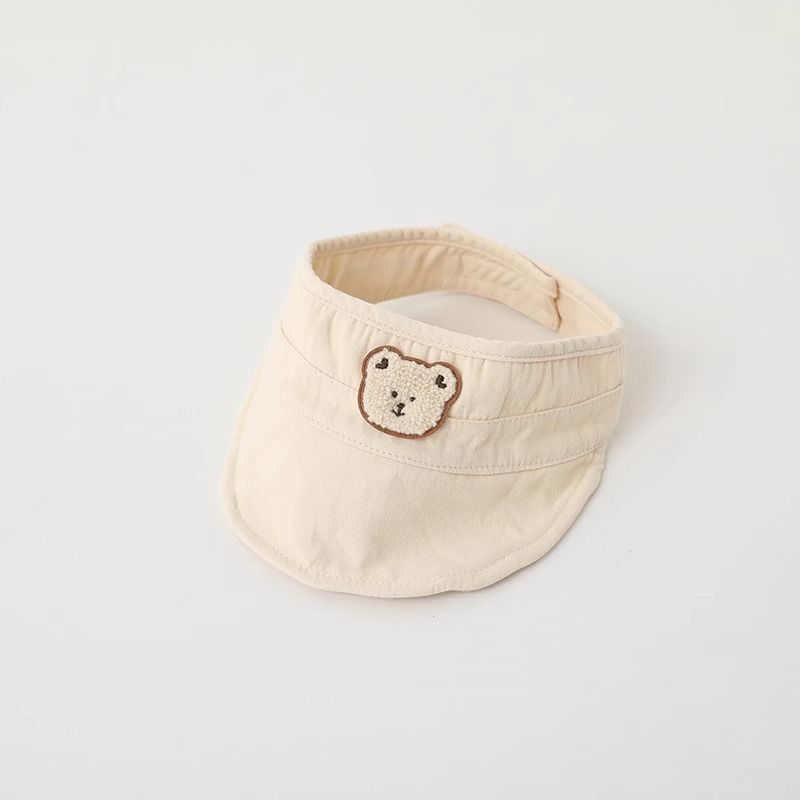 婴儿遮阳帽夏季纯棉透气空顶帽男女宝宝可爱小熊超萌防晒帽小月龄