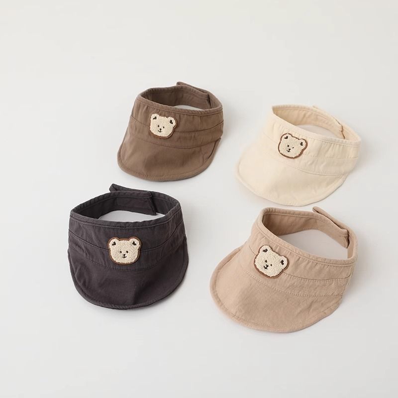 婴儿遮阳帽夏季纯棉透气空顶帽男女宝宝可爱小熊超萌防晒帽小月龄