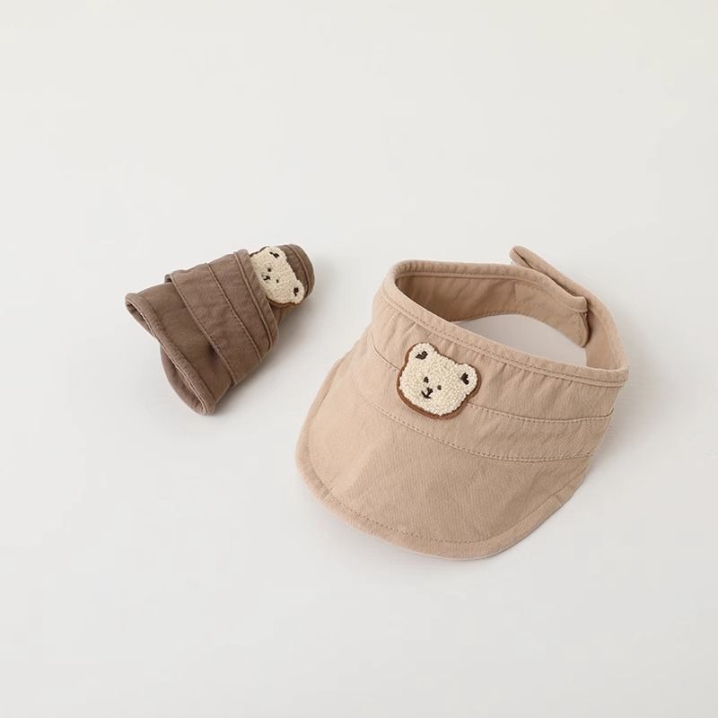 婴儿遮阳帽夏季纯棉透气空顶帽男女宝宝可爱小熊超萌防晒帽小月龄