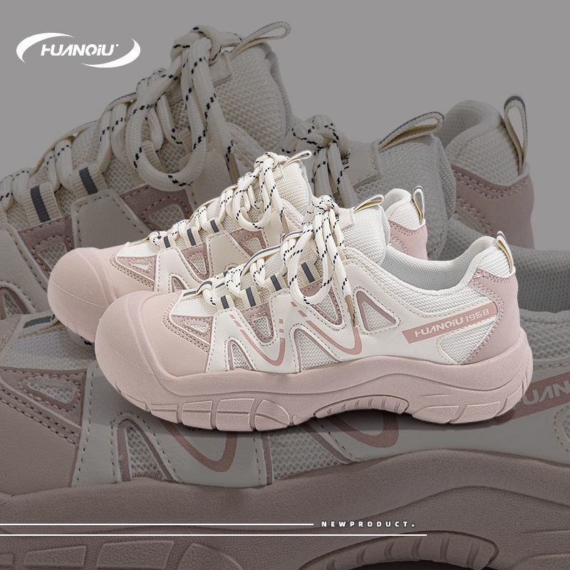 环球登山女鞋网面透气板鞋2025新款秋季爆款百搭小白鞋休闲运动鞋