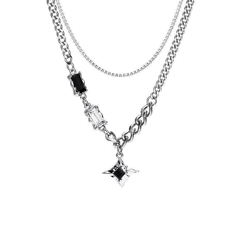 Double Layer Star Necklace For Trendy Sweater Niche Design_voghion.com