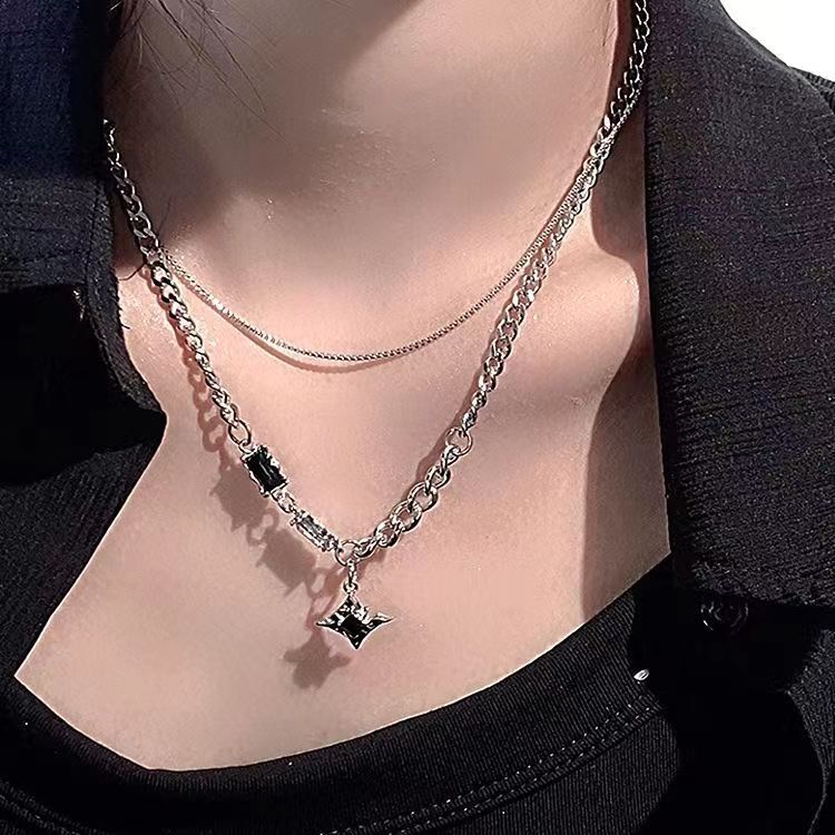 Double Layer Star Necklace For Trendy Sweater Niche Design_voghion.com