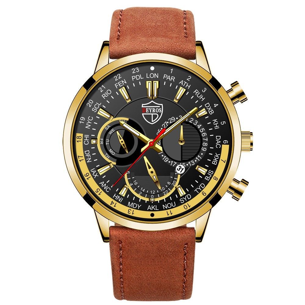 Quartz Sports Watch With Leather Strap And Luminous Hand_voghion.com
