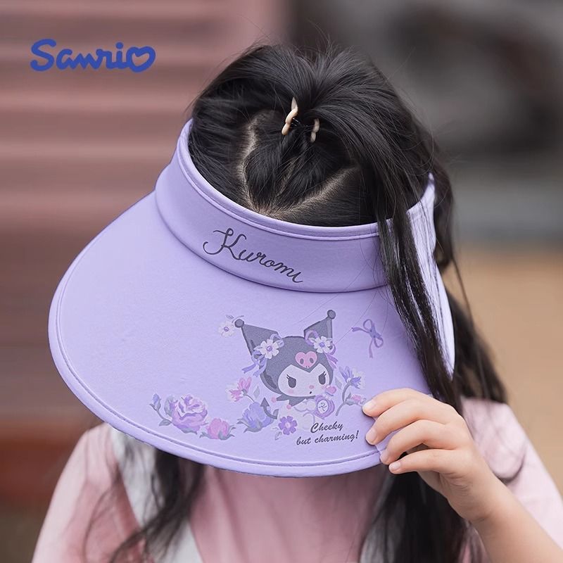 库洛米儿童防晒夏季遮阳帽帽檐紫外线卡通女童太阳帽女孩帽子空顶