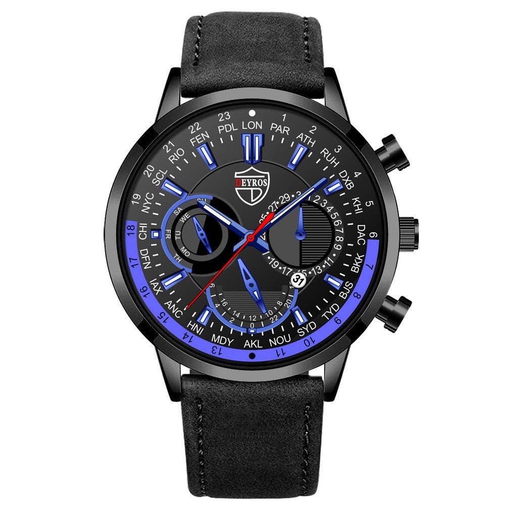 Quartz Sports Watch With Leather Strap And Luminous Hand_voghion.com