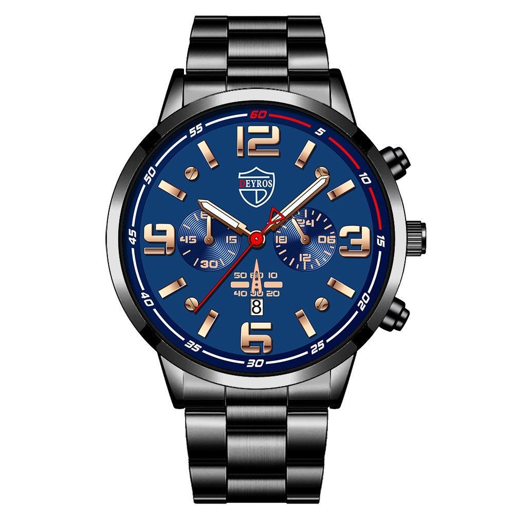 Business Quartz 42mm Stainless Steel High-End Analog Watch With Large Dial, Anti-Magnetic, Date Display, Great Value_voghion.com