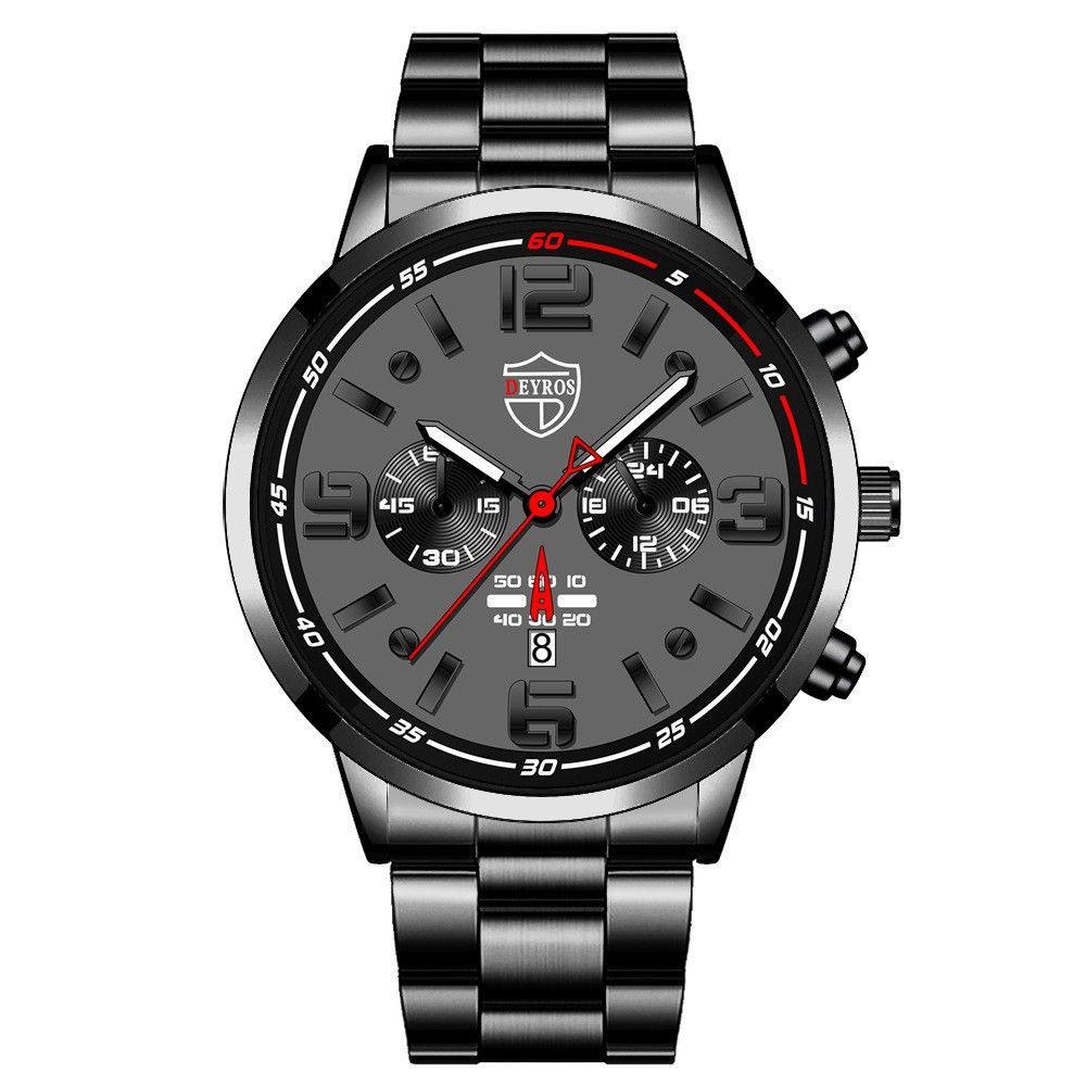 Men's Analog Quartz Watch With Date Display And Stainless Steel_voghion.com