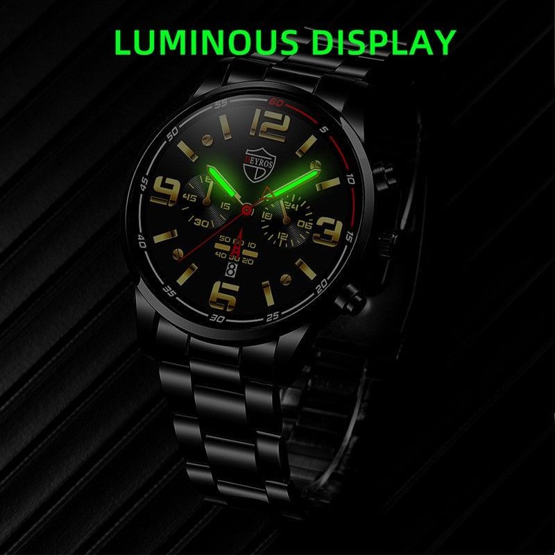 Men's Analog Quartz Watch With Date Display And Stainless Steel_voghion.com