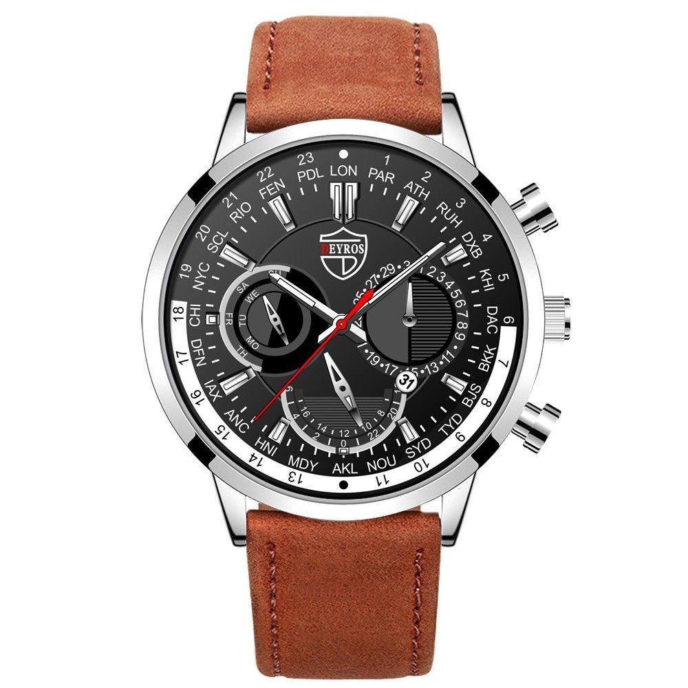 Quartz Sports Watch With Leather Strap And Luminous Hand_voghion.com