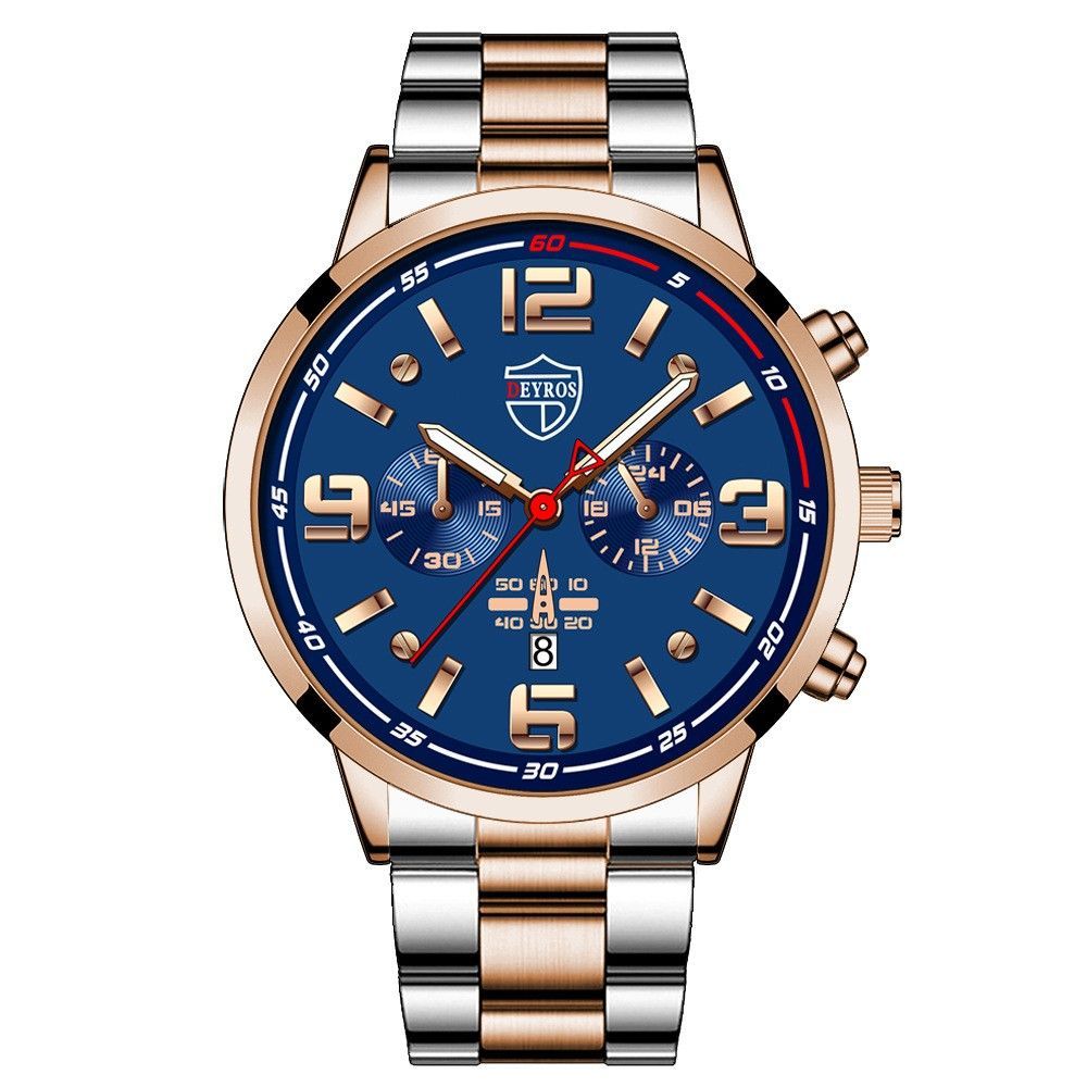 Men's Analog Quartz Watch With Date Display And Stainless Steel_voghion.com