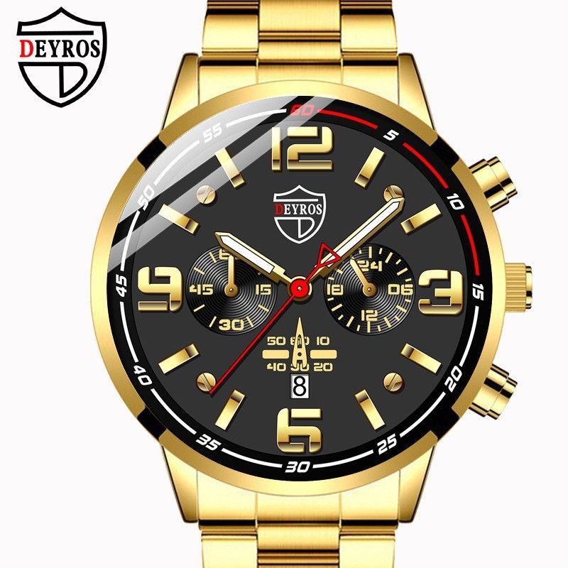Men's Analog Quartz Watch With Date Display And Stainless Steel_voghion.com