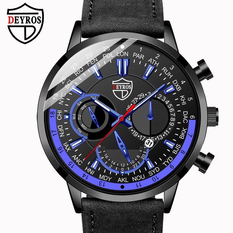 Quartz Sports Watch With Leather Strap And Luminous Hand_voghion.com