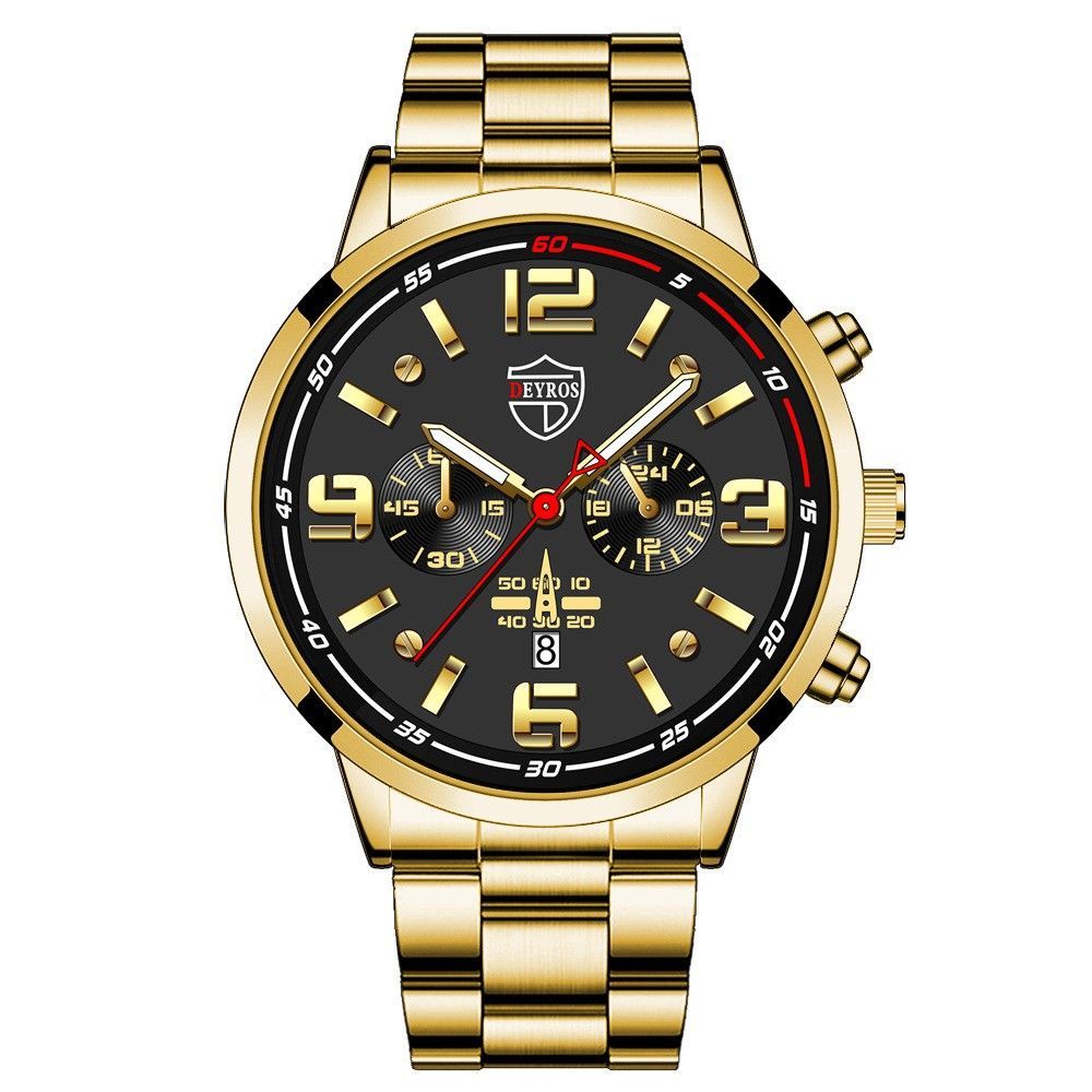 Men's Analog Quartz Watch With Date Display And Stainless Steel_voghion.com