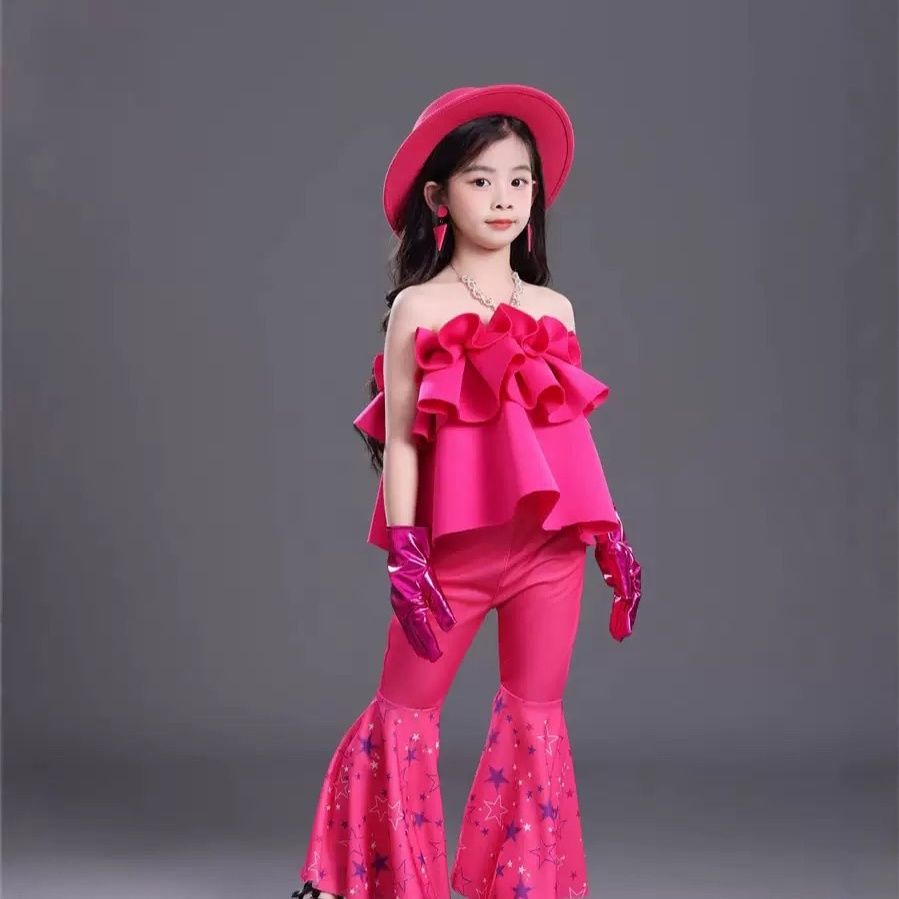 Fantasia retrô de líder de torcida estilo Hong Kong para o dia de esportes da escola primária, jardim de infância, rosa Barbie dos anos 80 e 90._voghion.com