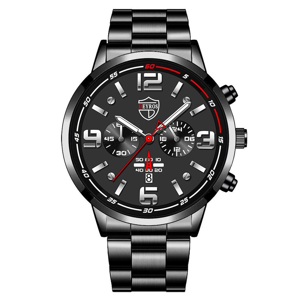 Men's Analog Quartz Watch With Date Display And Stainless Steel_voghion.com