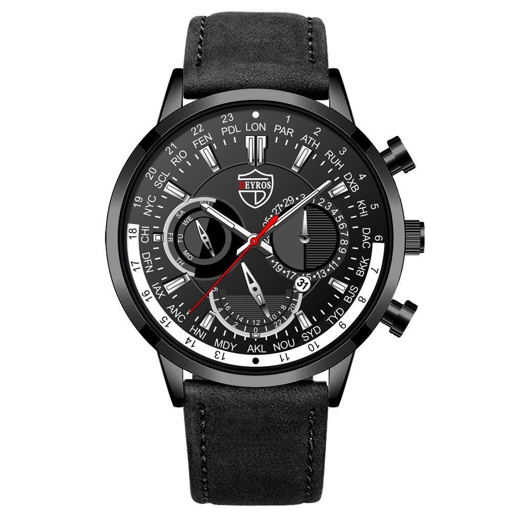Quartz Sports Watch With Leather Strap And Luminous Hand_voghion.com