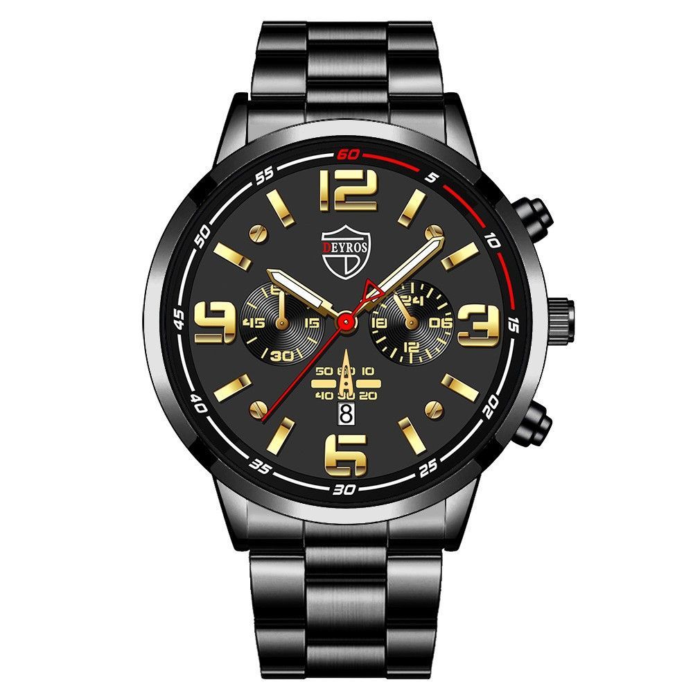 Men's Analog Quartz Watch With Date Display And Stainless Steel_voghion.com
