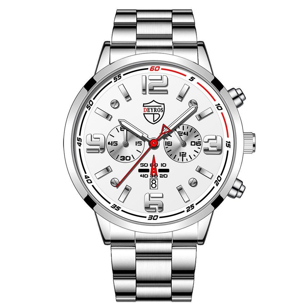 Men's Analog Quartz Watch With Date Display And Stainless Steel_voghion.com
