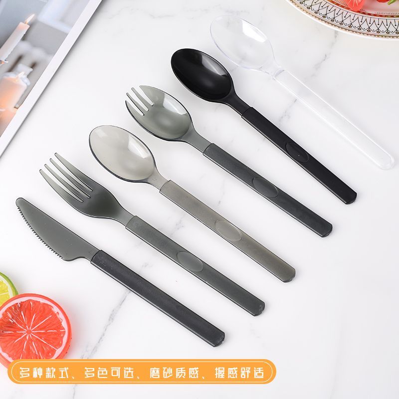 一次性勺子叉子高档拌饭外卖塑料餐具甜品奶茶独立包装加厚特硬