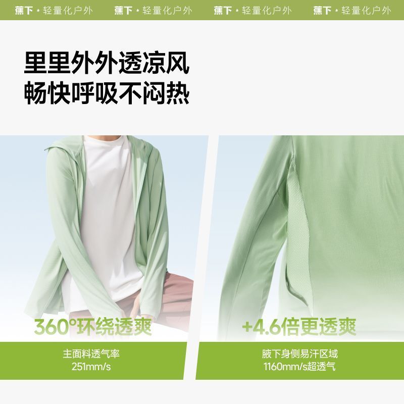 蕉下男士透气防晒衣凉感防紫外线原纱防晒服户外运动骑行夏AS105 图片 6