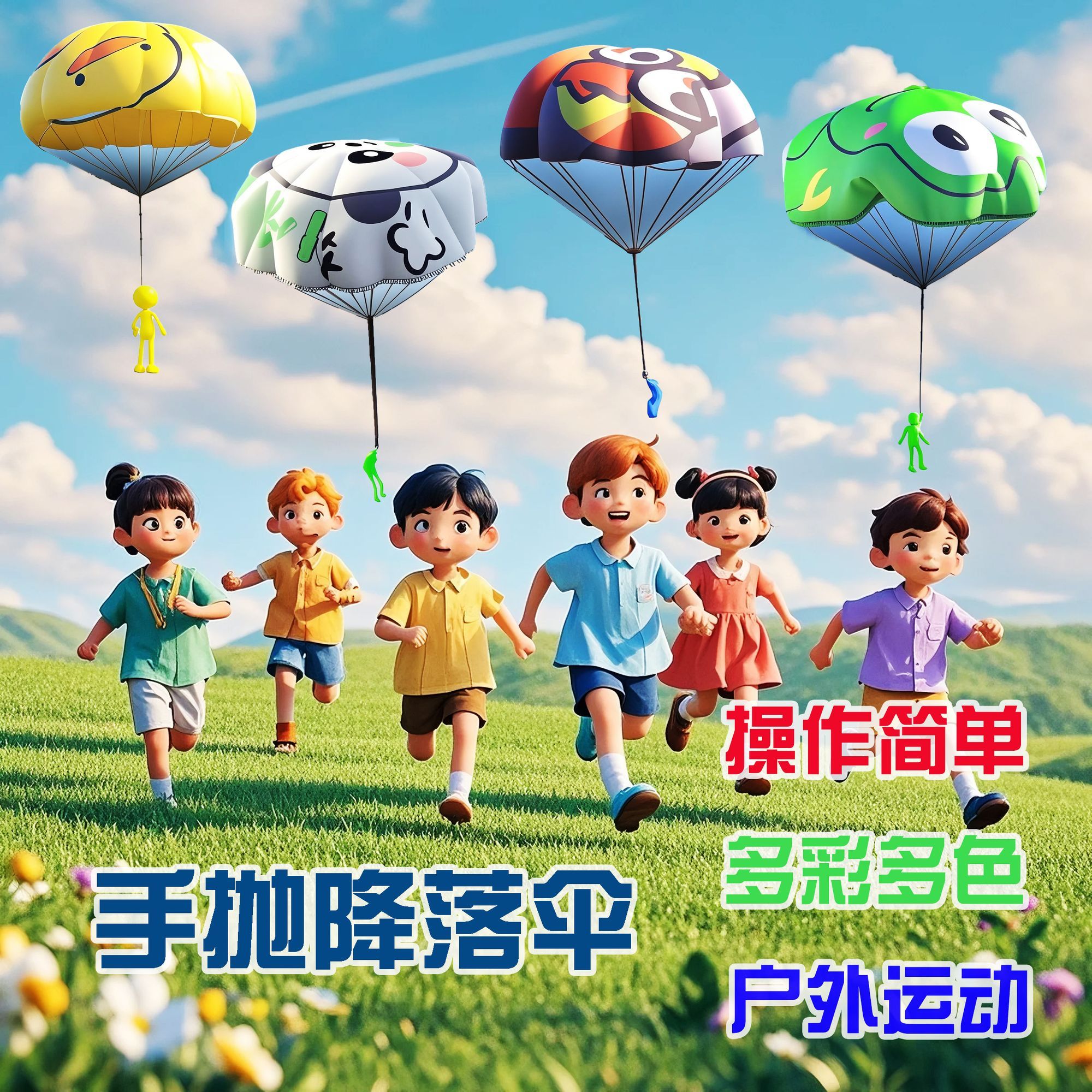 儿童幼儿公园户外运动亲子游戏手抛降落伞网红玩具小学生空投飞伞