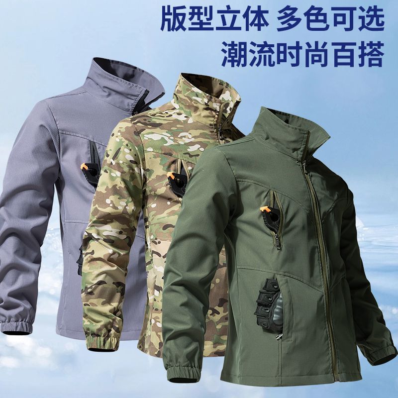 夏季薄款工作服男透气轻薄加档抗撕裂速干网格弹力工装迷彩套装