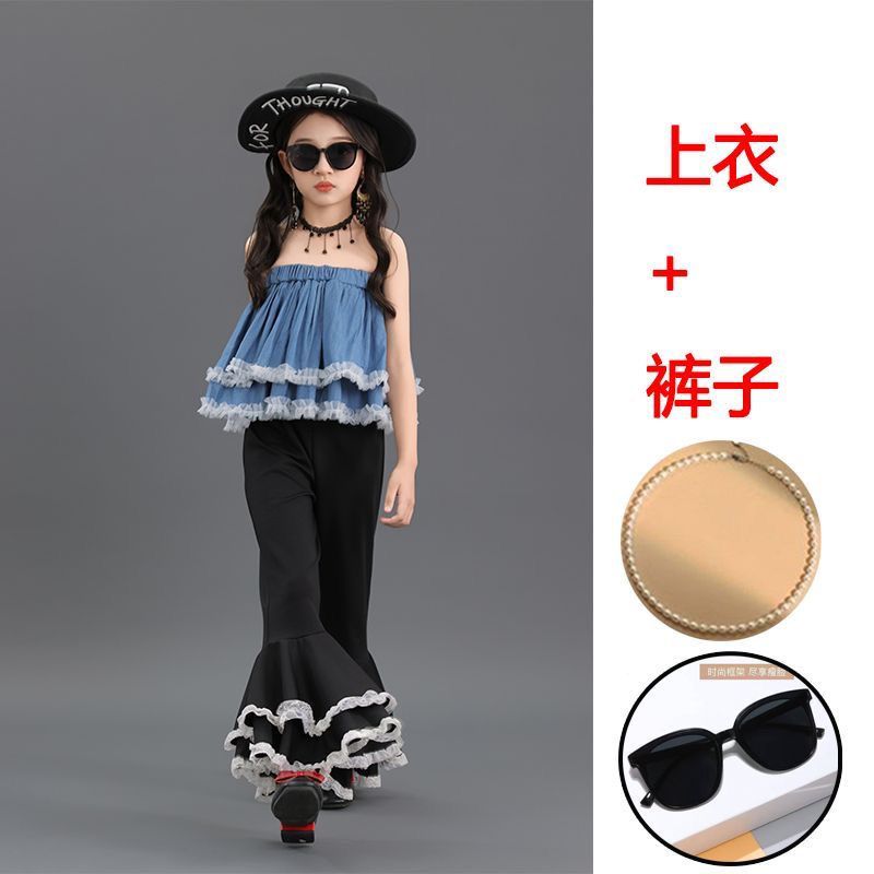 Girls' Retro Hong Kong Style Fashion Outfits, Children's Day Performance Costumes, Playful Grandparent-Themed Show_voghion.com
