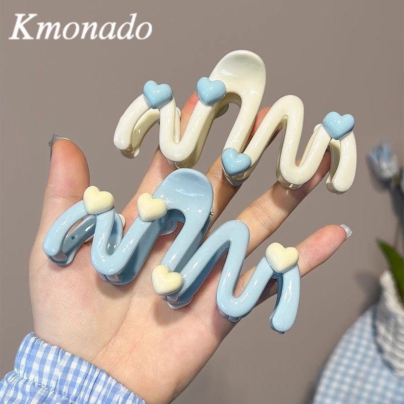 KMONADO奶油爱心波浪夹发夹女后脑勺