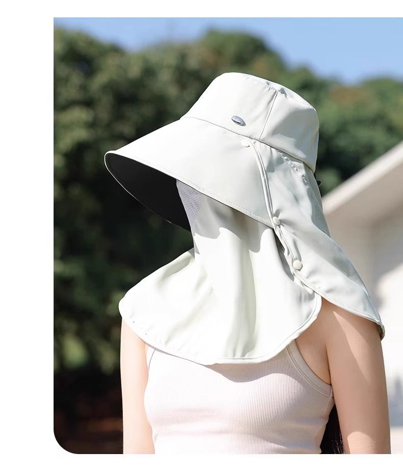 Sun Hat With Neck Flap And Face Mask For Outdoor Uv Protection_voghion.com
