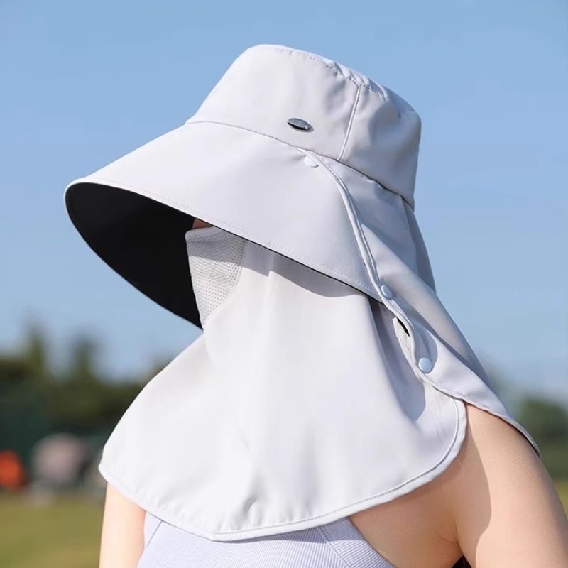 Sun Hat With Neck Flap And Face Mask For Outdoor Uv Protection_voghion.com