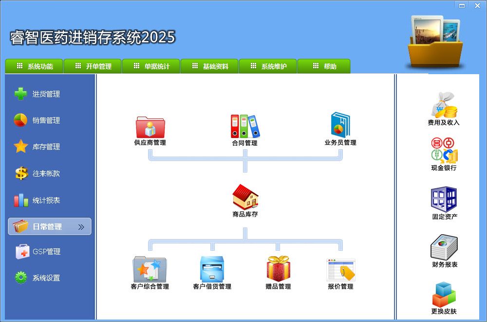 睿智药店收银管理系统医药进销存销售系统药房药品统计usb加密锁
