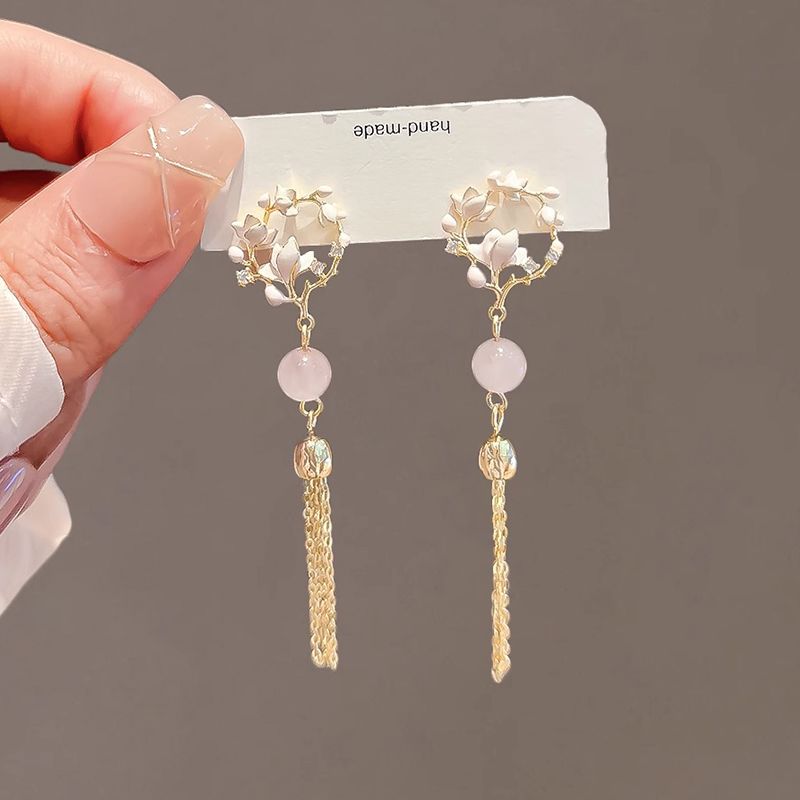Magnolienblüten Ohrclips Für Damen Einzigartiger Chinesischer Stil_voghion.com