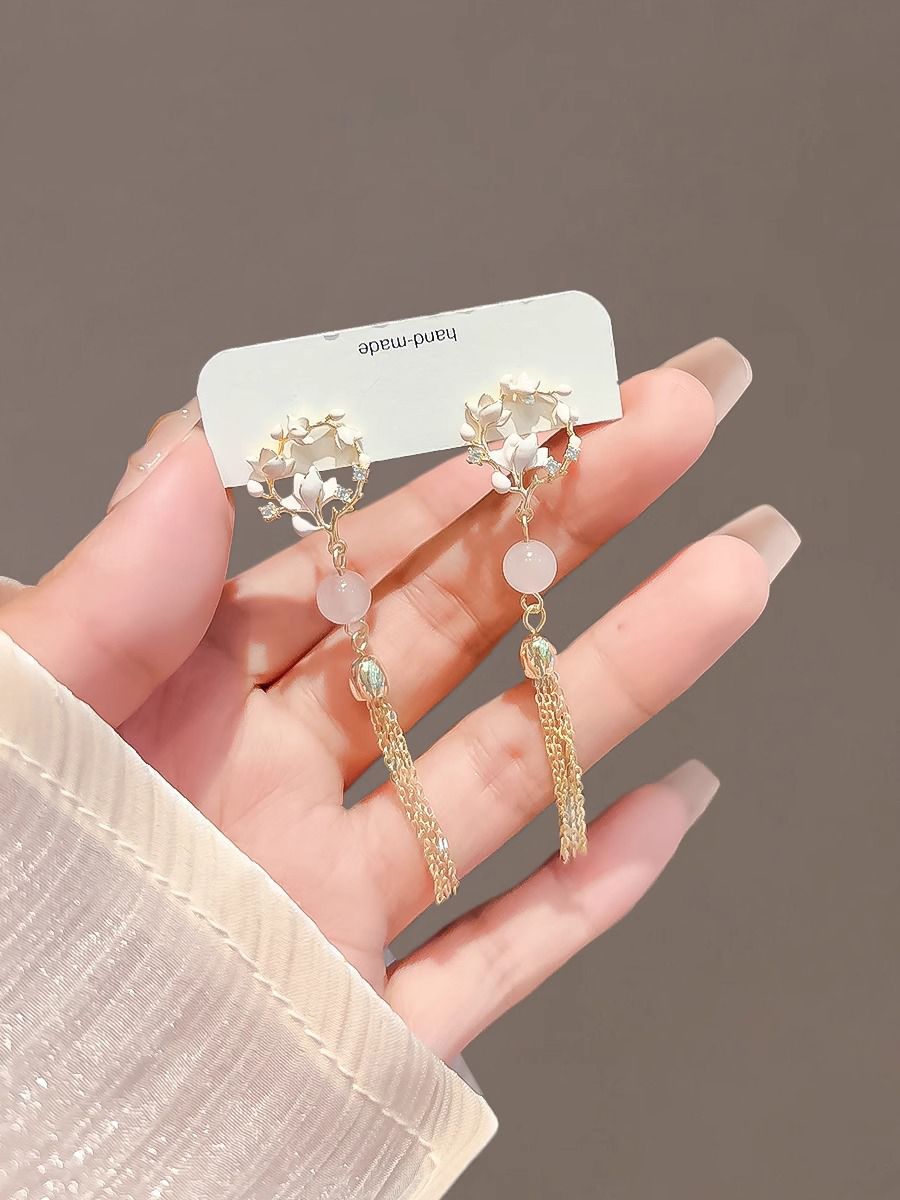 Magnolienblüten Ohrclips Für Damen Einzigartiger Chinesischer Stil_voghion.com