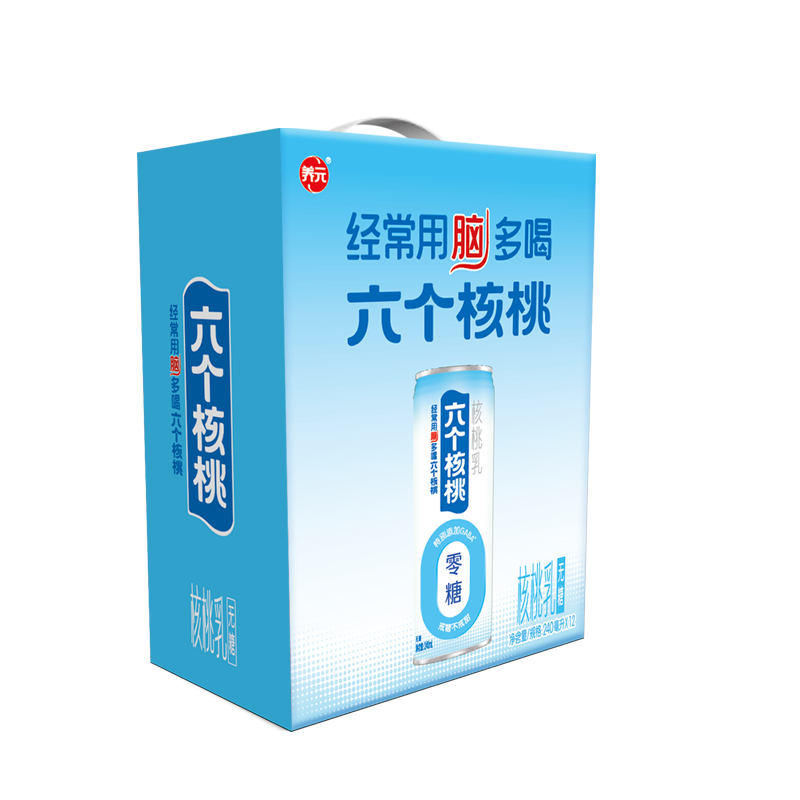 六个核桃植物蛋白饮料无糖型核桃乳240ml*12罐礼盒装