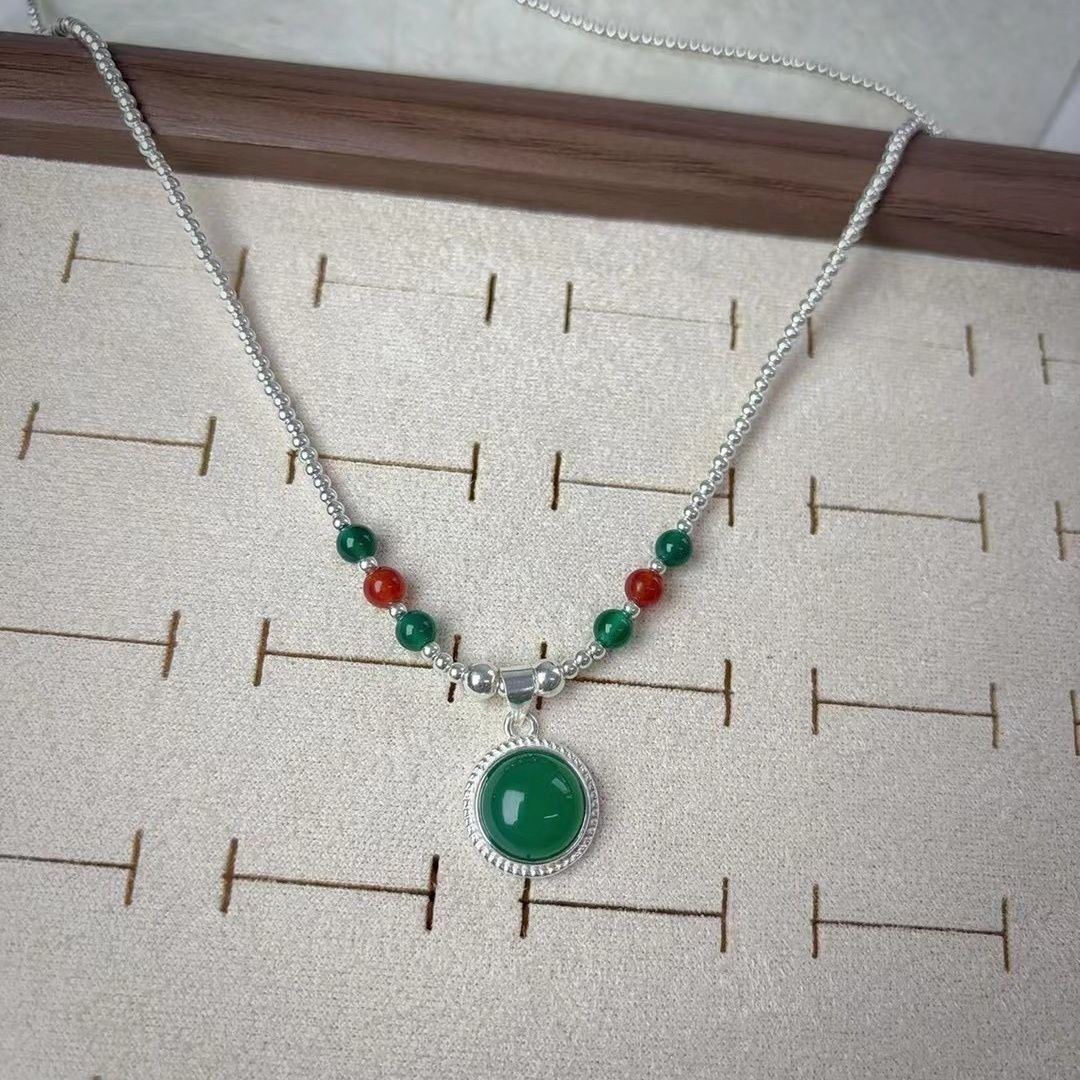 element Ethnic Style Necklace, Pure Silver Mongolian Necklace_voghion.com