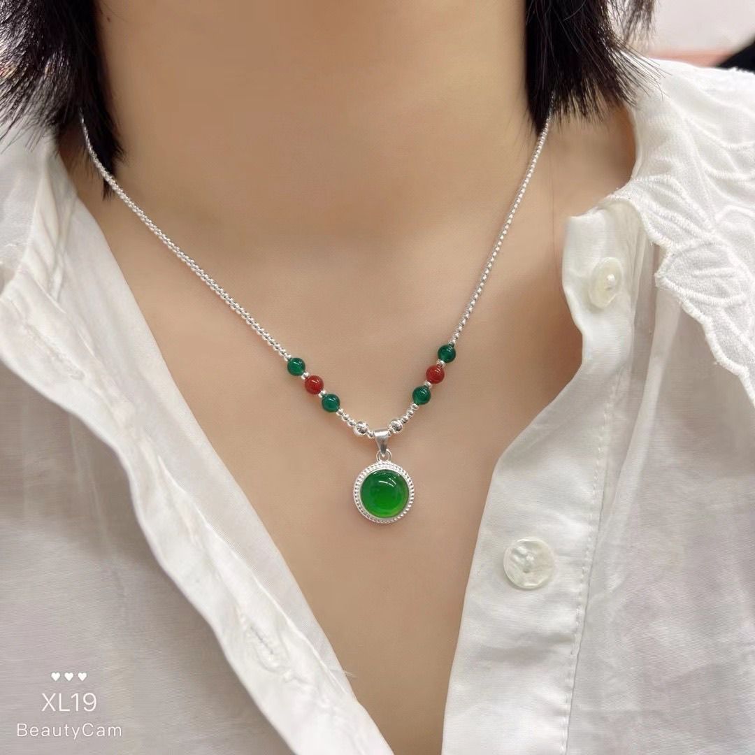 element Ethnic Style Necklace, Pure Silver Mongolian Necklace_voghion.com