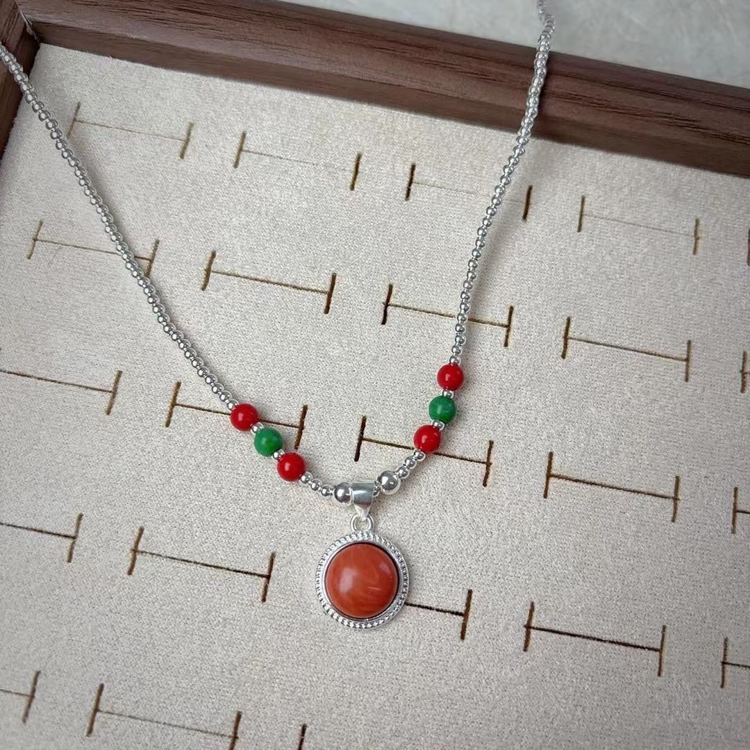 element Ethnic Style Necklace, Pure Silver Mongolian Necklace_voghion.com