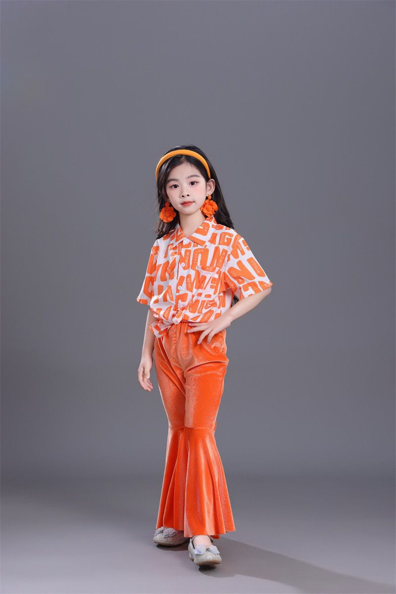 Retro Schlaghosen Und Hemd Set Im Hong Kong Stil Für Mädchen_voghion.com