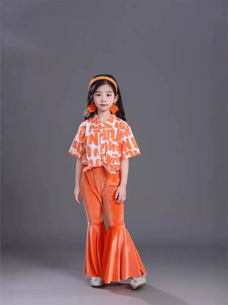 Retro Schlaghosen Und Hemd Set Im Hong Kong Stil Für Mädchen_voghion.com