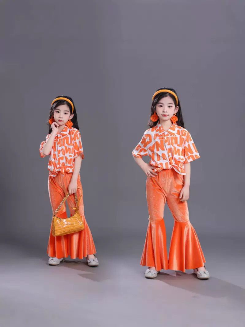 Retro Schlaghosen Und Hemd Set Im Hong Kong Stil Für Mädchen_voghion.com