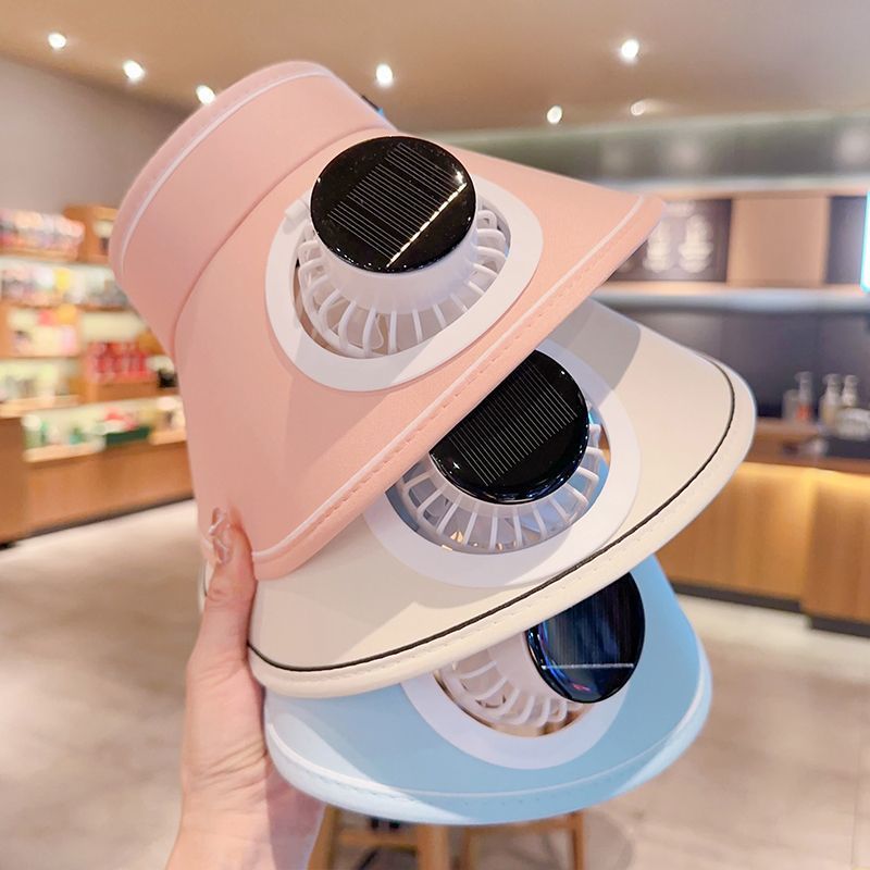 新款太阳能可充电风扇帽子亲子出游空顶帽遮阳防晒干活户外采摘