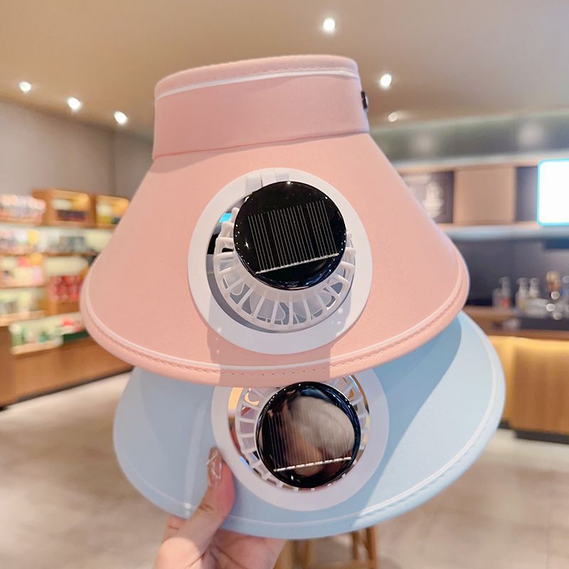 新款太阳能可充电风扇帽子亲子出游空顶帽遮阳防晒干活户外采摘