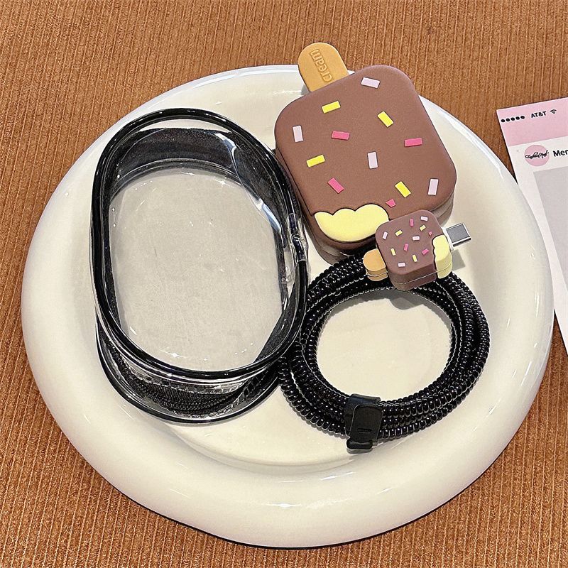 Cavo dati Ice Cream 16, custodia protettiva compatibile con 15 porta C a ricarica rapida, 35 W, testa 14_voghion.com