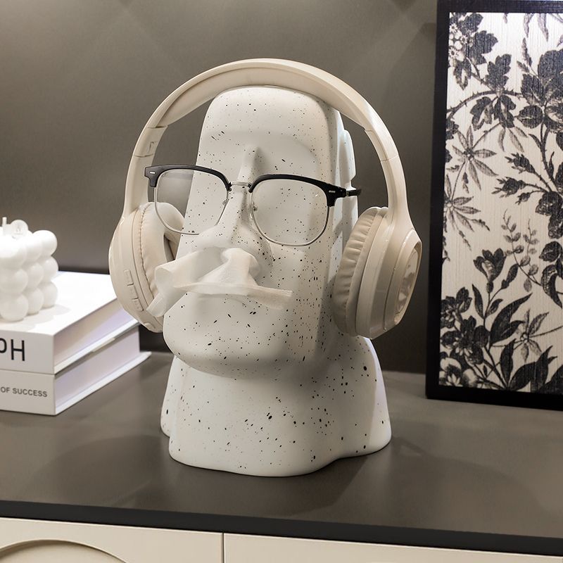 Creative Moai Stone Man Like Tissue Box Living Room Light Luxury High End Household Paper Box High Sense Home Decoration Ornament Ornament_voghion.com