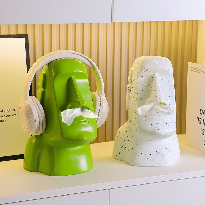 Creative Moai Stone Man Like Tissue Box Living Room Light Luxury High End Household Paper Box High Sense Home Decoration Ornament Ornament_voghion.com