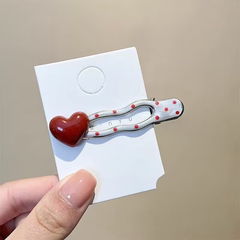 Schweißen mit dem Kopf voran! Gepunktete Perlmutt-Entenschnabelspange! Ancora Red Accessories Vielseitige Haarstyling-Hilfe für weiße Ponyfransen._voghion.com