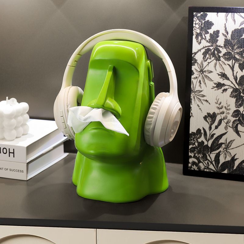 Creative Moai Stone Man Like Tissue Box Living Room Light Luxury High End Household Paper Box High Sense Home Decoration Ornament Ornament_voghion.com