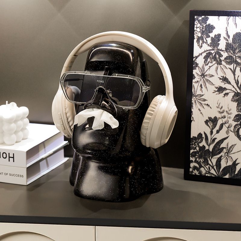 Creative Moai Stone Man Like Tissue Box Living Room Light Luxury High End Household Paper Box High Sense Home Decoration Ornament Ornament_voghion.com