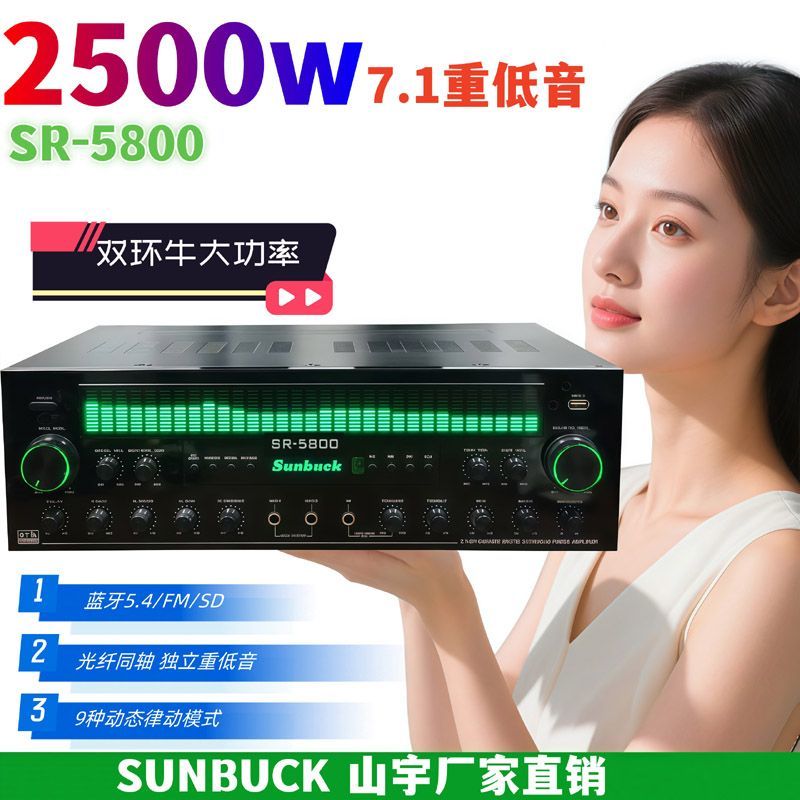 山宇SUNBUCK环绕立体声功放7.1声道K歌8功放机10蓝牙收音12寸音箱